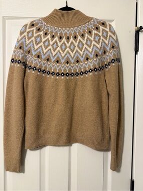 J. Crew Camel Fair Isle Turtleneck Sweater